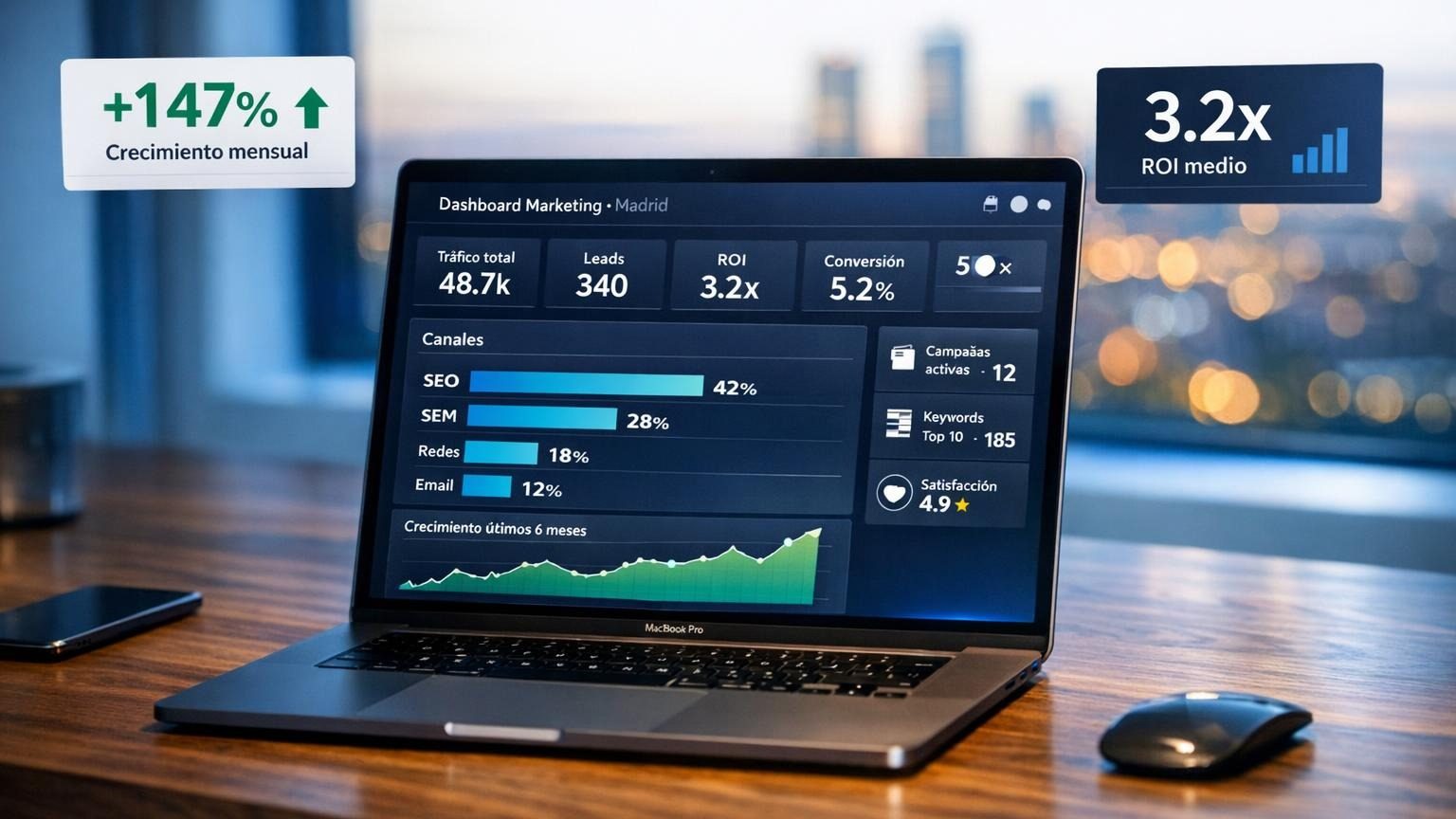 Agencia de marketing digital en Madrid — Dashboard multicanal